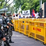 security-line-at-election-commission-protest